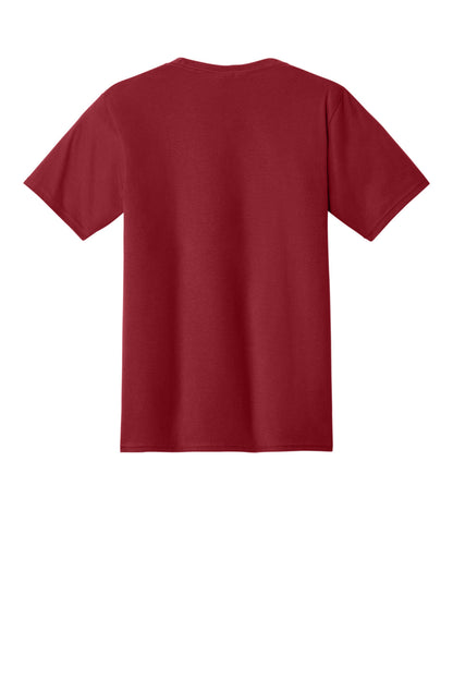 Rear View of Cardinal Red Port & Co Fan Favorite Tee. PC450 plain