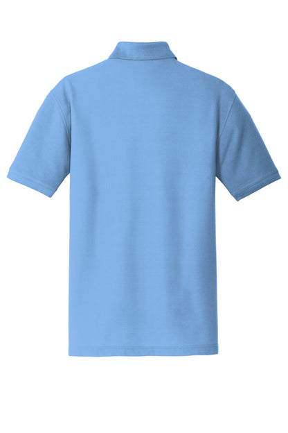 Rear View of Carolina Blue Port Authority Core Classic Pique Polo. K100 plain