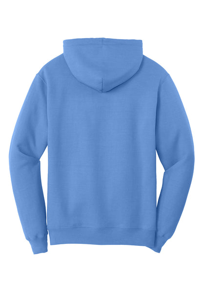 Rear View of Carolina Blue Port & Co Core Fleece Pullover Hooded Sweatshirt. PC78H
