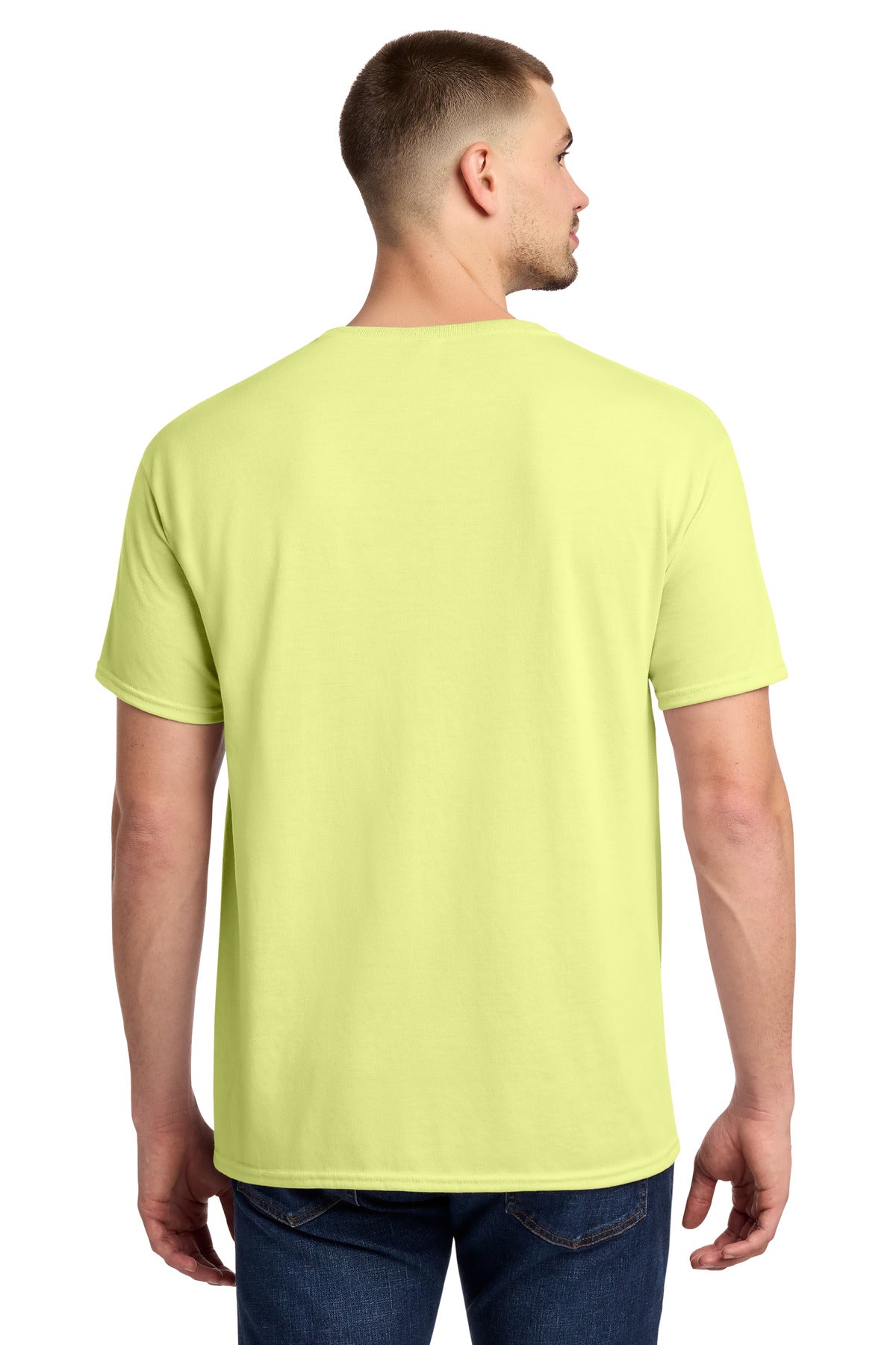 Rear View of CelryJuice Jerzees Dri-Power 100% Polyester T-Shirt. 21M plain