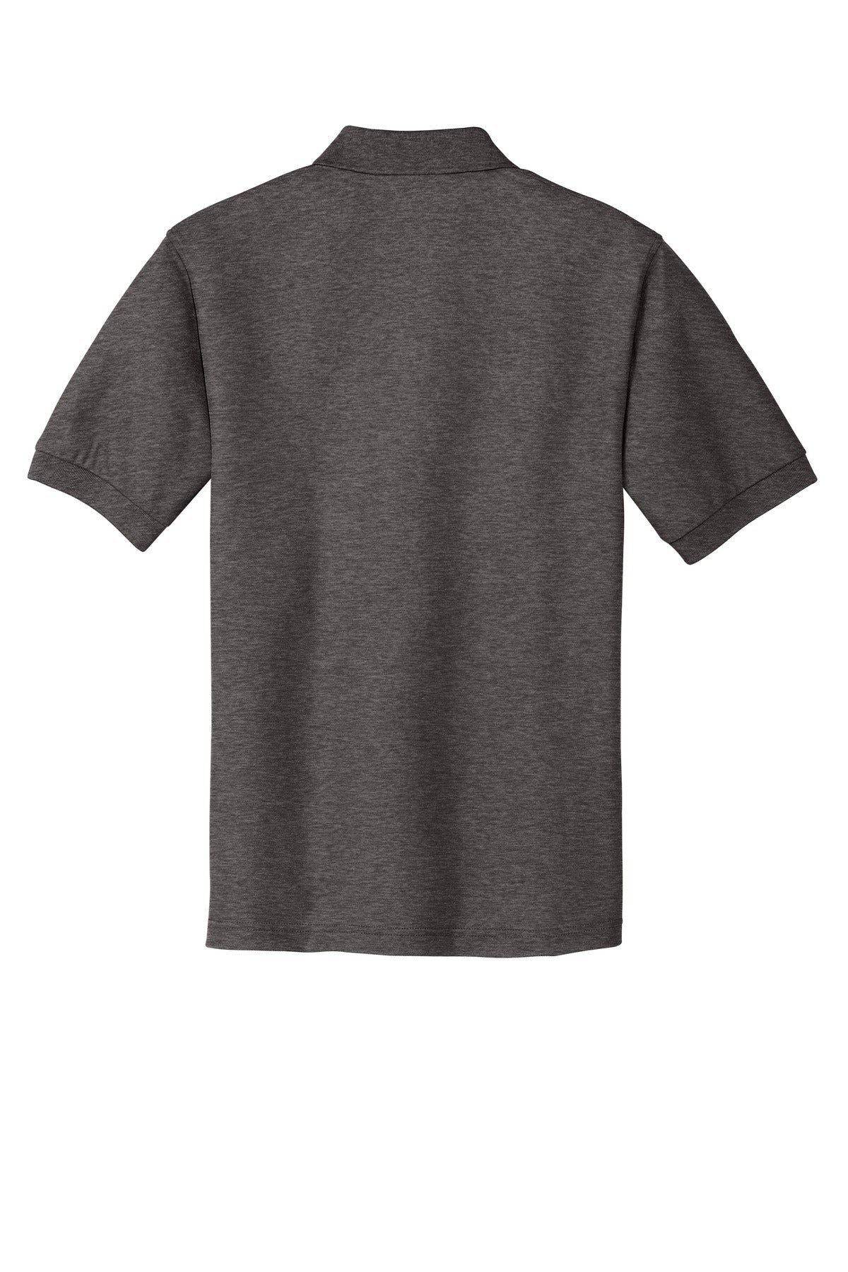 Rear View of Char Hthr Grey Port Authority Silk Touch Polo K500 plain