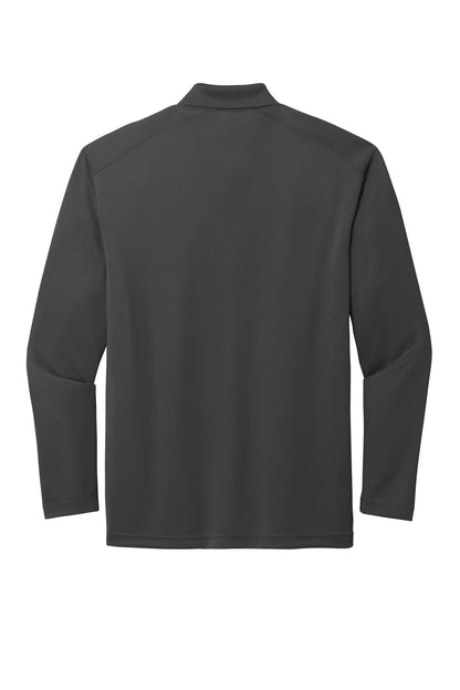 Rear View of Charcoal CornerStone Select Lightweight Snag-Proof Long Sleeve Polo CS418LS plain