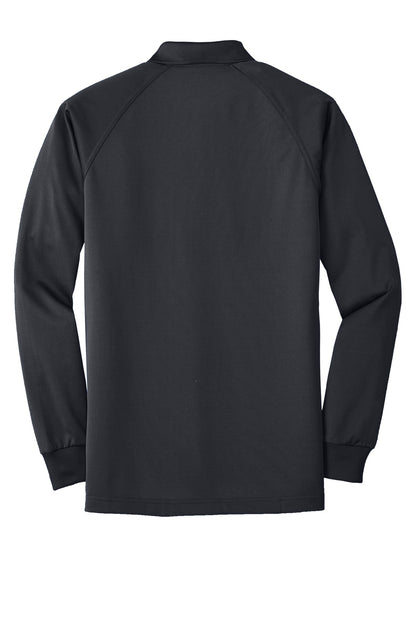 Rear View of Charcoal CornerStone - Select Long Sleeve Snag-Proof Tactical Polo. CS410LS plain