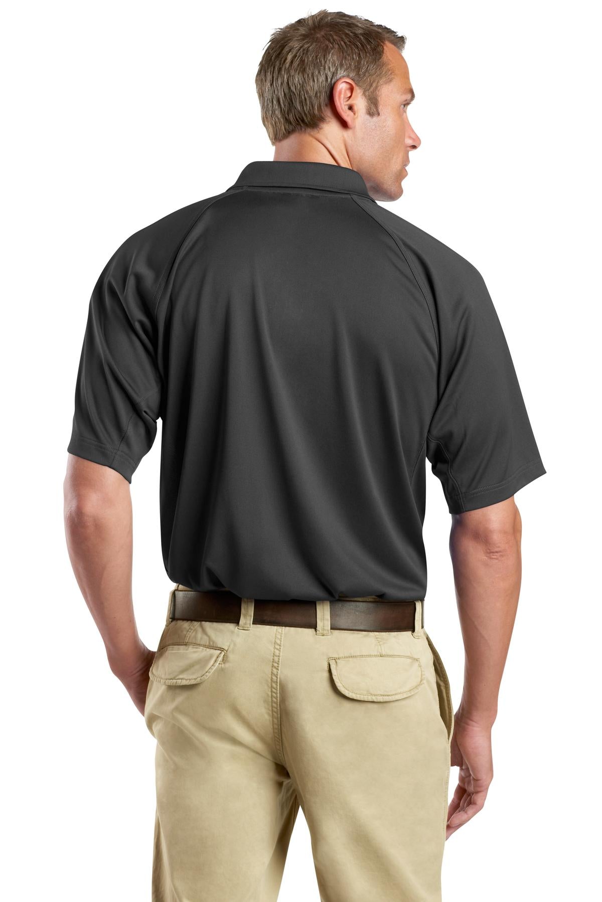 Rear View of Charcoal CornerStone - Select Snag-Proof Tactical Polo. CS410 plain