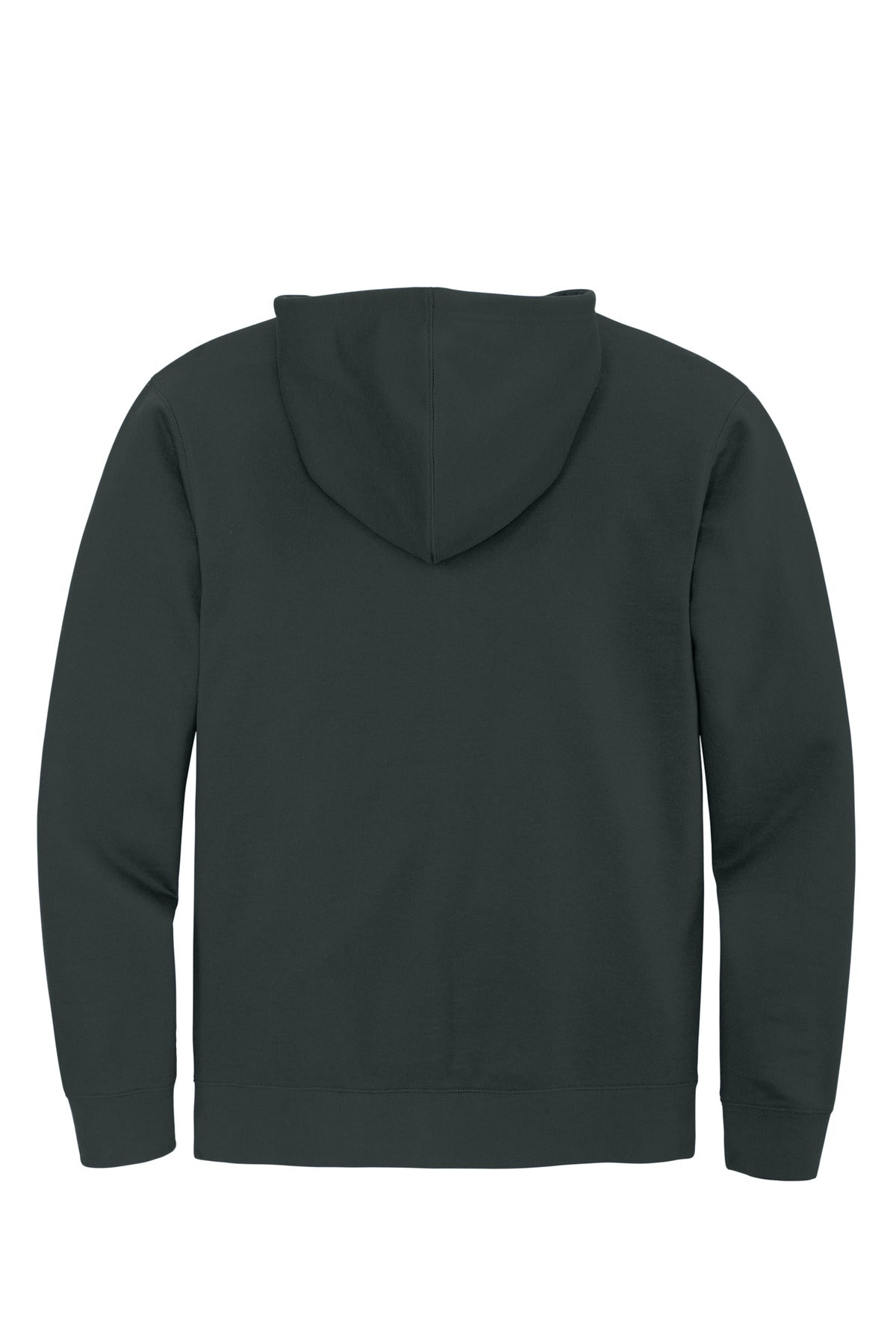 Rear View of Charcoal District V.I.T. Fleece Full-Zip Hoodie DT6102 plain