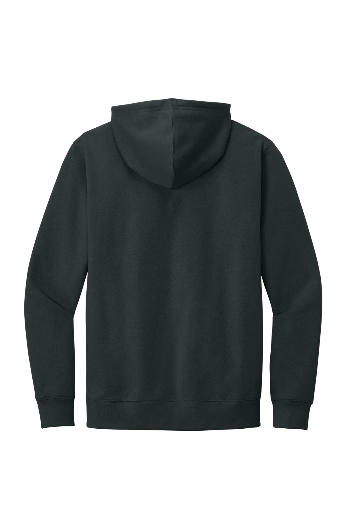 Rear View of Charcoal District V.I.T. Fleece Hoodie DT6100 plain