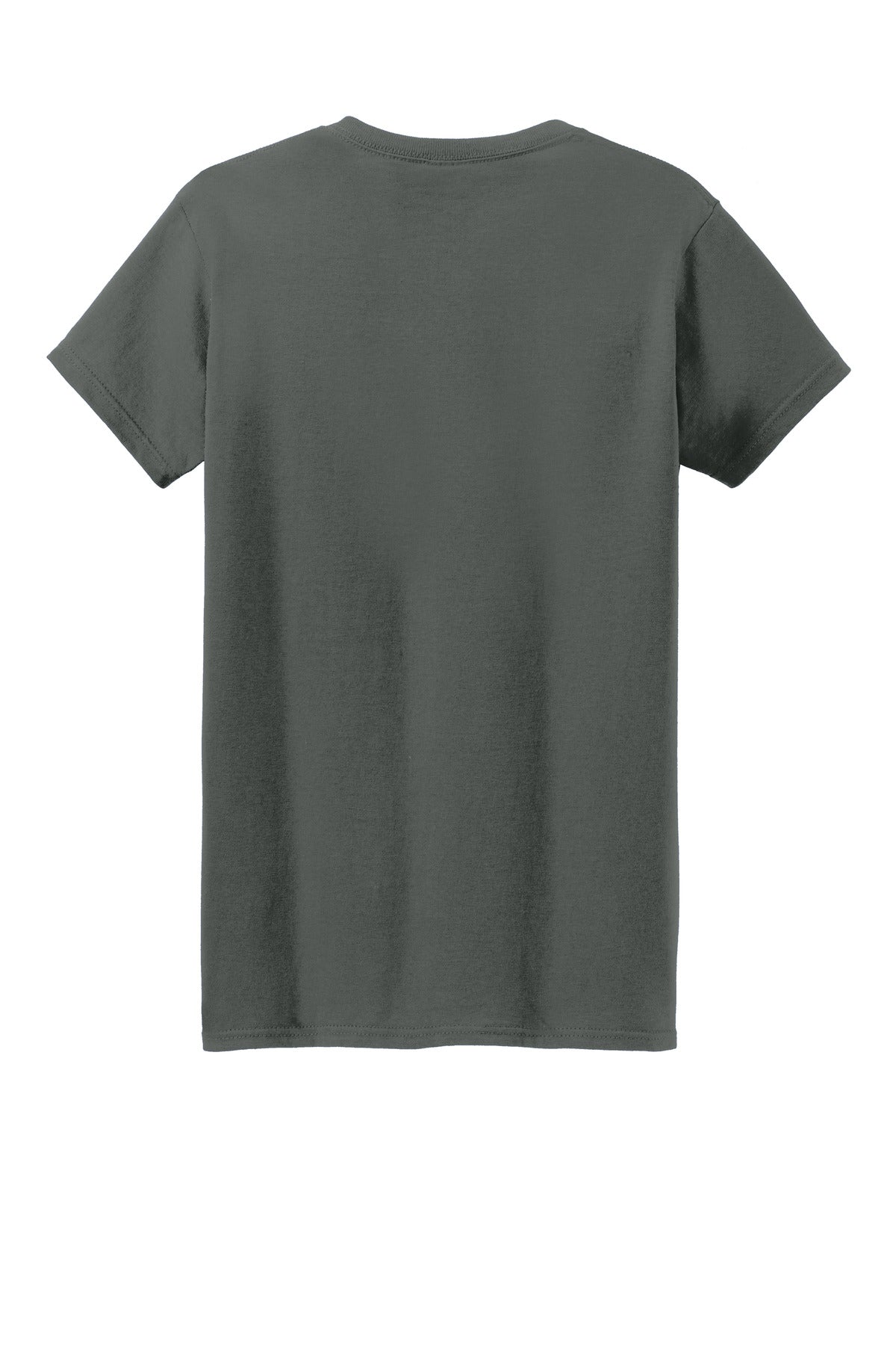 Rear View of Charcoal Gildan Women's Heavy Cotton 100% Cotton T-Shirt. 5000L plain