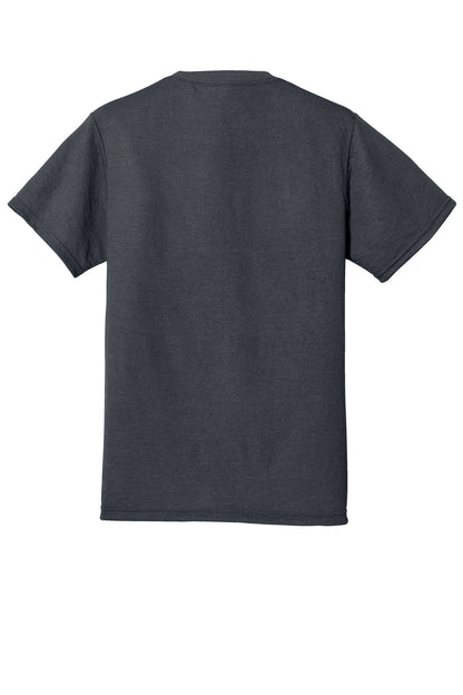 Rear View of Charcoal Grey Jerzees Dri-Power 100% Polyester T-Shirt. 21M plain