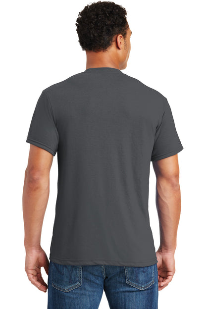 Rear View of Charcoal Grey Jerzees Dri-Power 100% Polyester T-Shirt. 21M plain