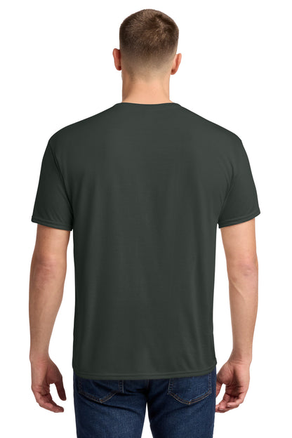 Rear View of Charcoal Grey Jerzees Dri-Power 100% Polyester T-Shirt. 21M plain