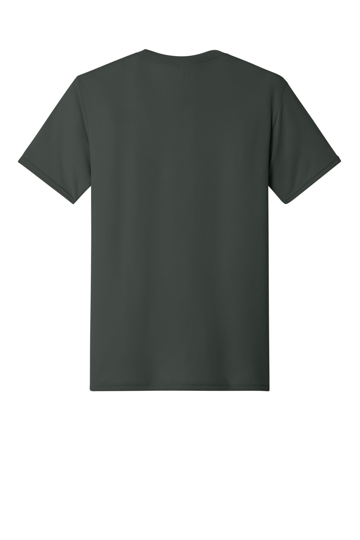 Rear View of Charcoal Grey Jerzees Dri-Power 100% Polyester T-Shirt. 21M plain