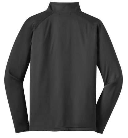 Rear View of Charcoal Grey Sport-Tek Sport-Wick Stretch 1/4-Zip Pullover. ST850 plain
