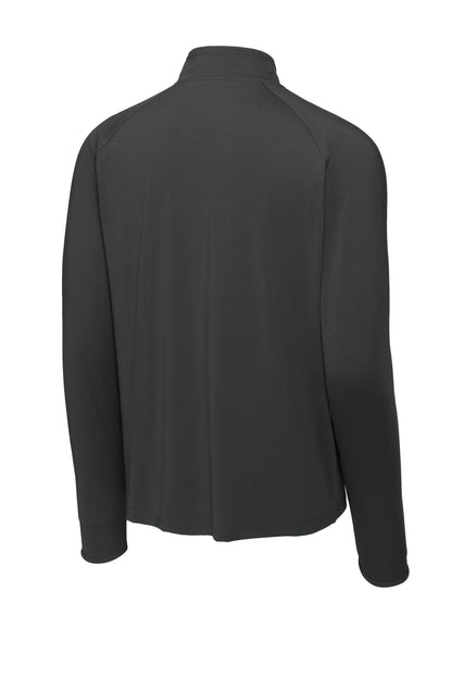 Rear View of Charcoal Grey Sport-Tek Sport-Wick Stretch 1/4-Zip Pullover. ST850
