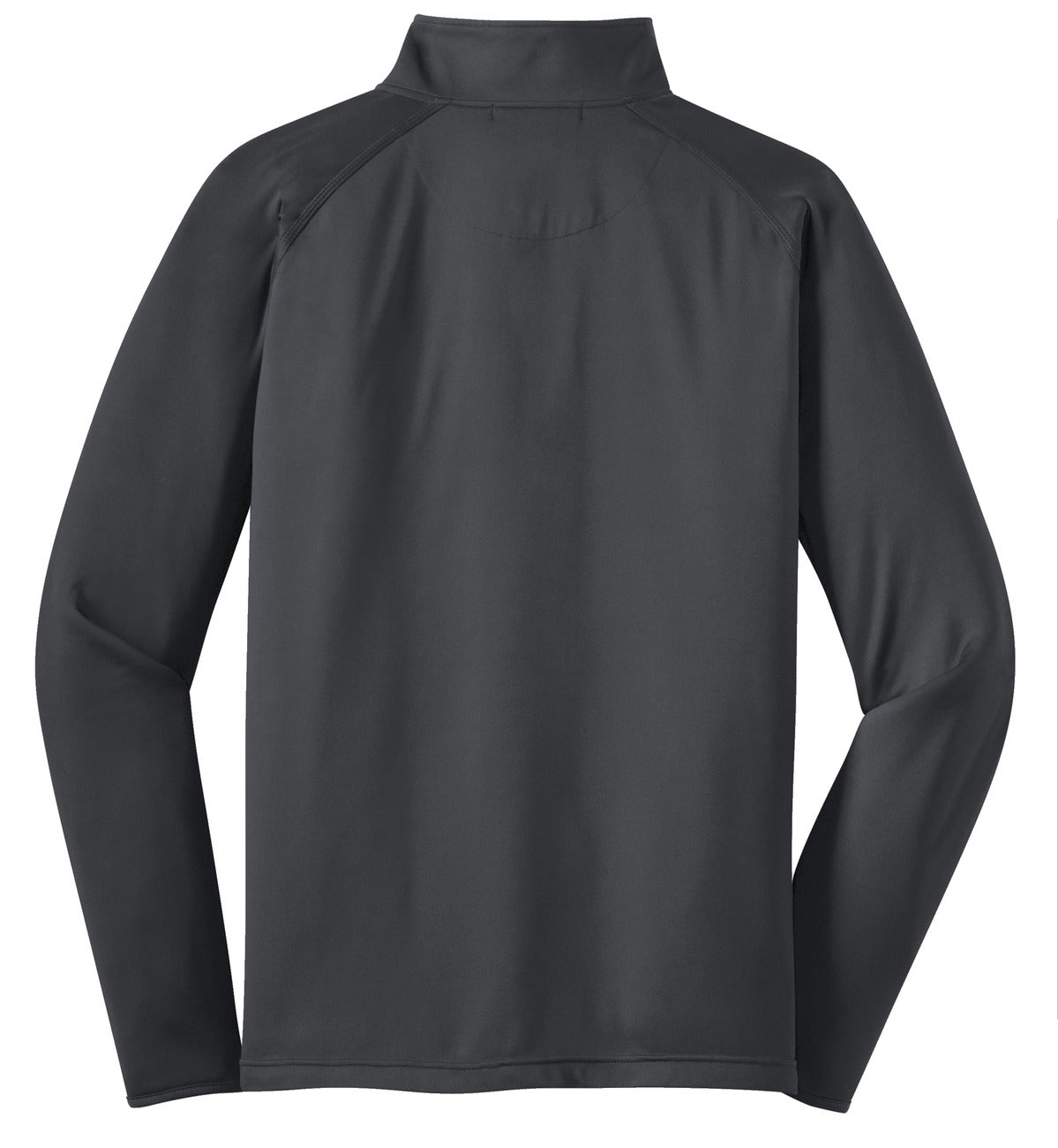 Rear View of Charcoal Grey Sport-Tek Tall Sport-Wick Stretch 1/4-Zip Pullover. TST850 plain