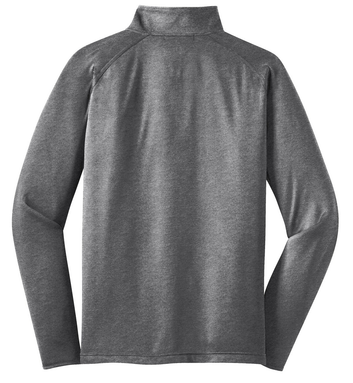 Rear View of Charcoal Gy He Sport-Tek Sport-Wick Stretch 1/4-Zip Pullover. ST850 plain