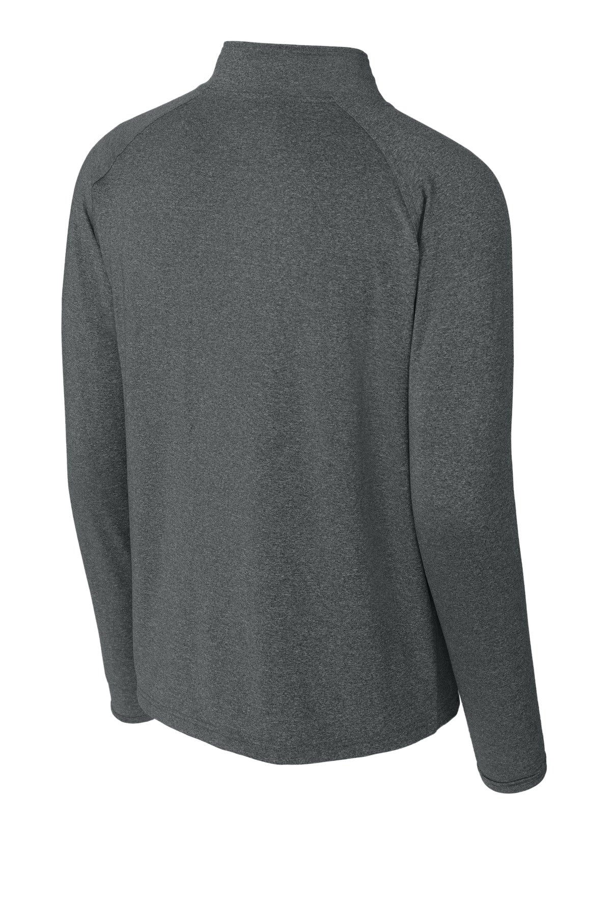 Rear View of Charcoal Gy He Sport-Tek Sport-Wick Stretch 1/4-Zip Pullover. ST850 plain