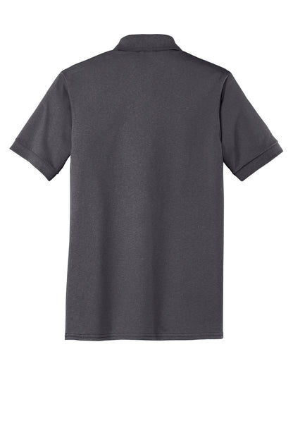 Rear View of Charcoal Port & Co Core Blend Jersey Knit Polo. KP55 plain