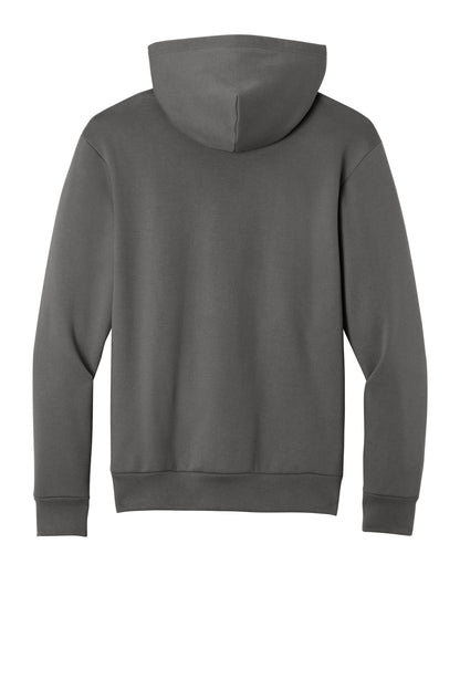 Rear View of Charcoal Port & Co Easy Fleece Pullover Hooded Sweatshirt PC68H plain