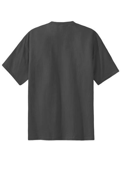 Rear View of Charcoal Port & Co Essential Tee. PC61 plain