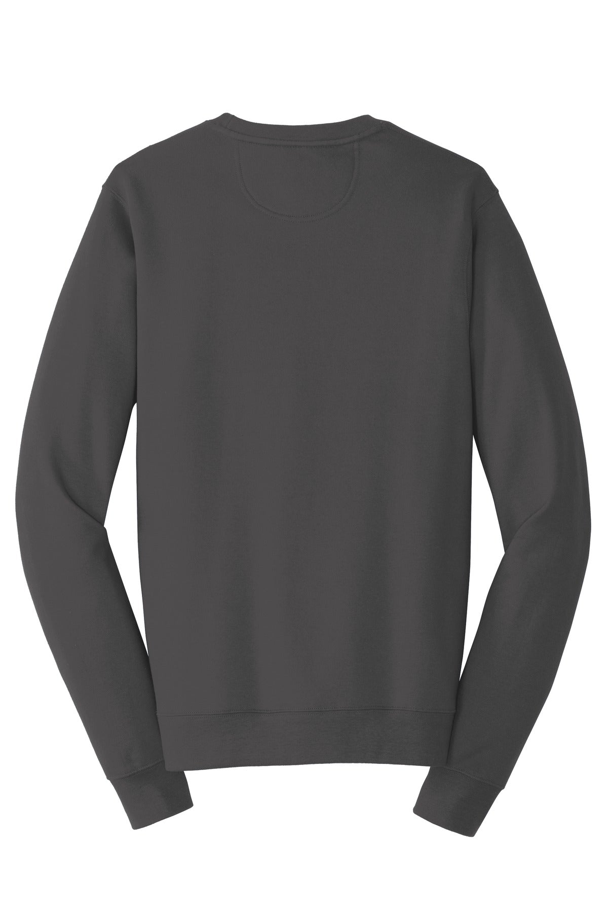 Rear View of Charcoal Port & Co Fan Favorite Fleece Crewneck Sweatshirt. PC850 plain