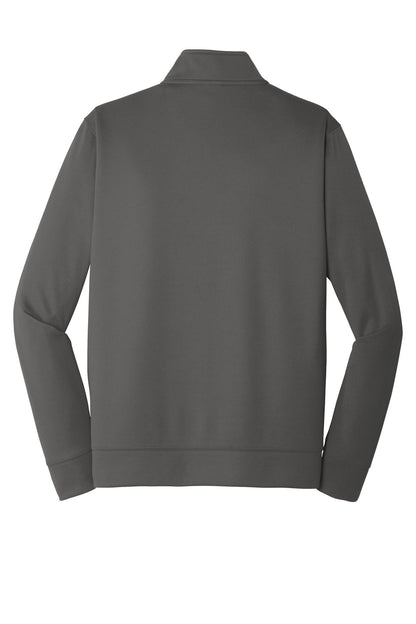 Rear View of Charcoal Port & Co Performance Fleece 1/4-Zip Pullover Sweatshirt. PC590Q plain