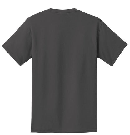 Rear View of Charcoal Port & Co Tall Essential Pocket Tee. PC61PT plain