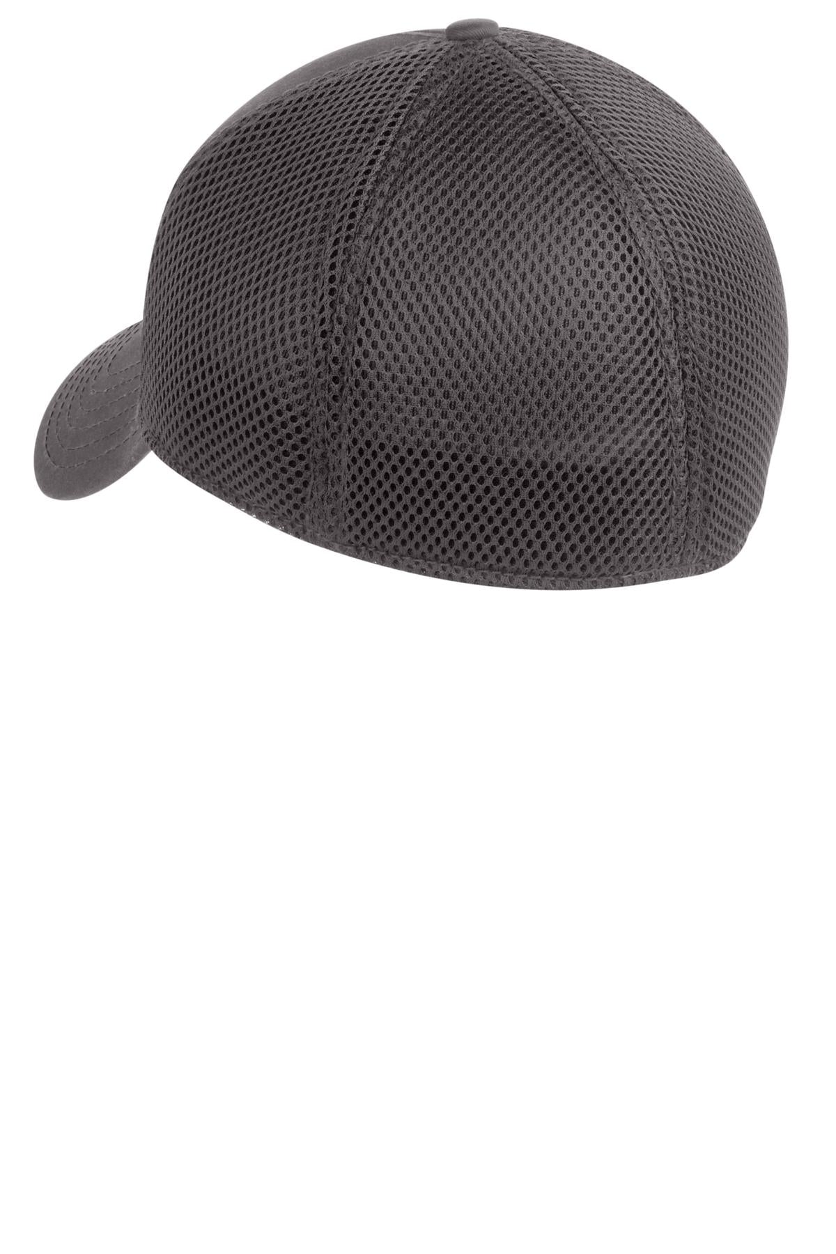 Rear View of Charcoal/Charc New Era - Stretch Mesh Cap. NE1020 plain