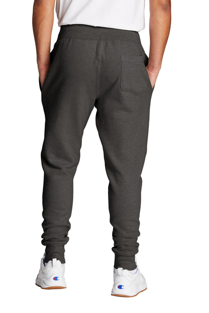 Rear View of CharcoalHt Champion Reverse Weave Jogger RW25 plain