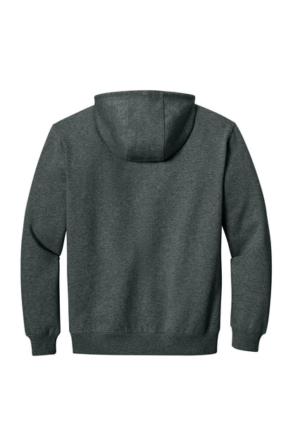 Rear View of CharcoalHt CornerStone Tough Fleece Pullover Hoodie CSF630 plain