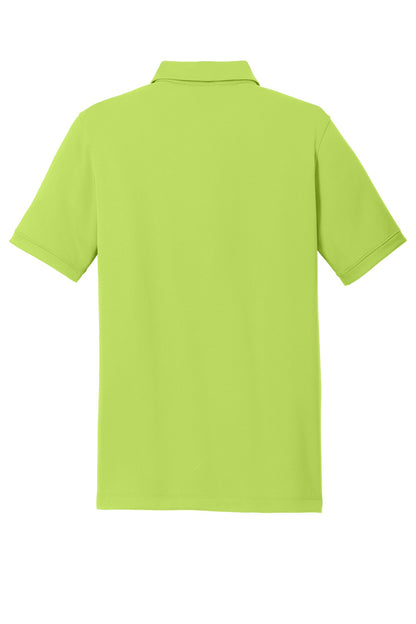 Rear View of Chartreuse Nike Dri-FIT Solid Icon Pique Modern Fit Polo. 746099 plain