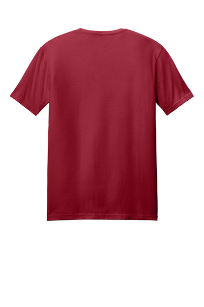 Rear View of Cherry Red Gildan Softstyle T-Shirt. 64000 plain