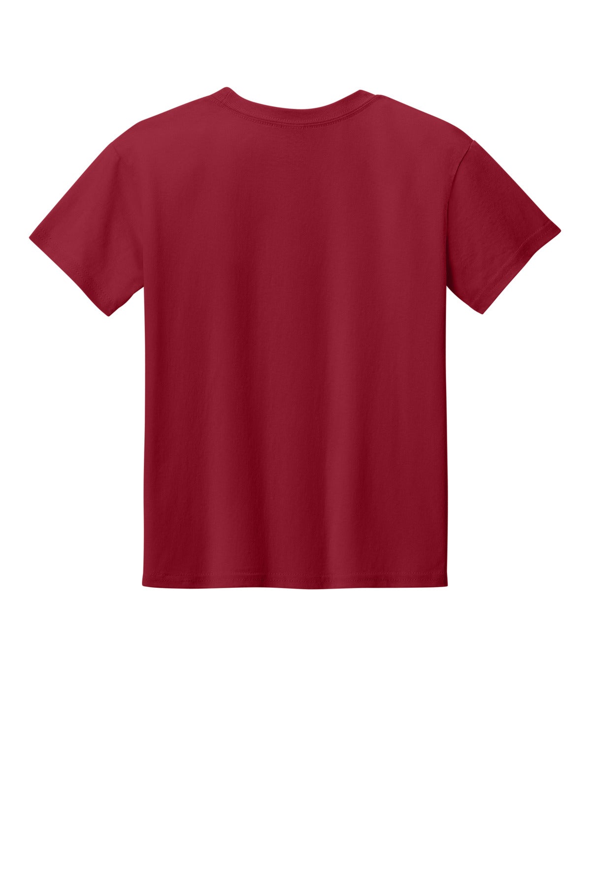 Rear View of CherryRed Gildan Youth Light Cotton Tee 3000B plain
