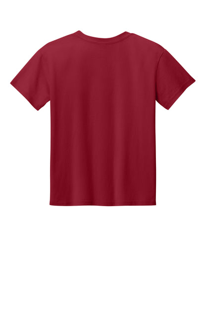 Rear View of CherryRed Gildan Youth Light Cotton Tee 3000B plain
