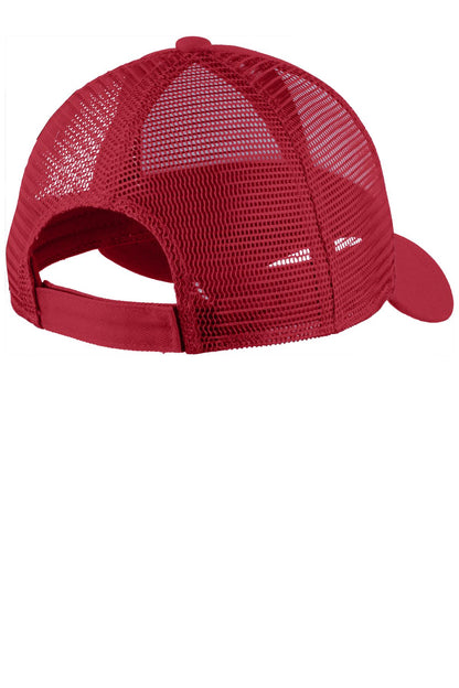 Rear View of Chili Red Port Authority Adjustable Mesh Back Cap. C911 plain