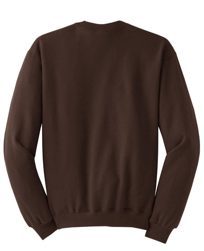 Rear View of CHOCOLATE Jerzees - NuBlend Crewneck Sweatshirt. 562M plain