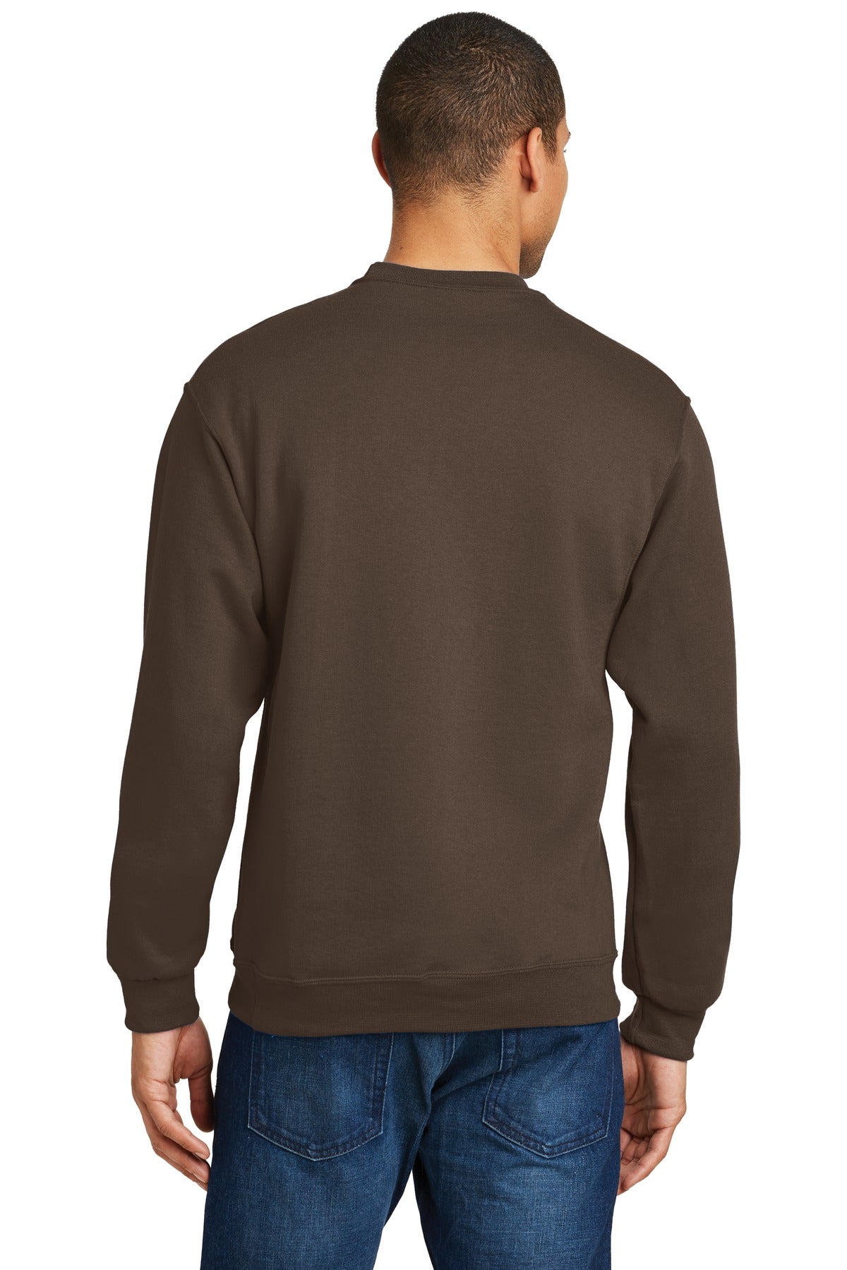 Rear View of CHOCOLATE Jerzees - NuBlend Crewneck Sweatshirt. 562M plain