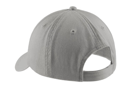 Rear View of Chrome Port Authority Washed Twill Cap. CP78 plain