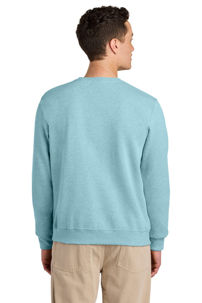 Rear View of CloudHthr Jerzees Eco Premium Blend Crewneck Sweatshirt 701M plain