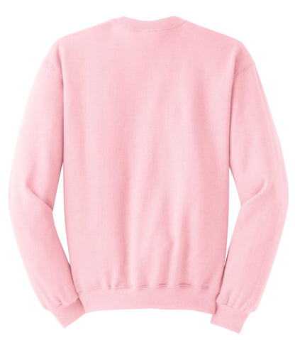 Rear View of ClscPink Jerzees - NuBlend Crewneck Sweatshirt. 562M plain