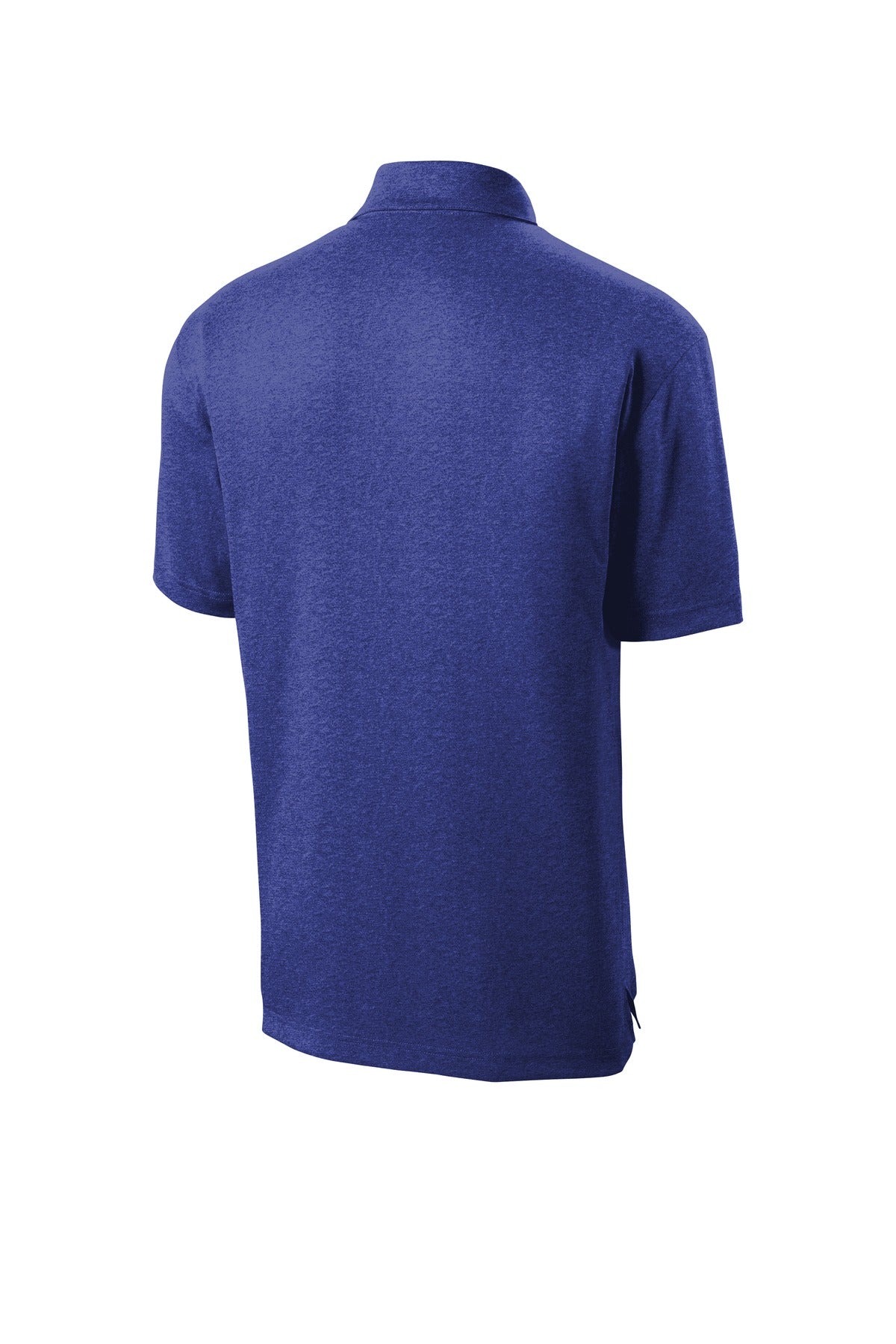 Rear View of Cobalt Hthr Sport-Tek Heather Contender Polo. ST660 plain