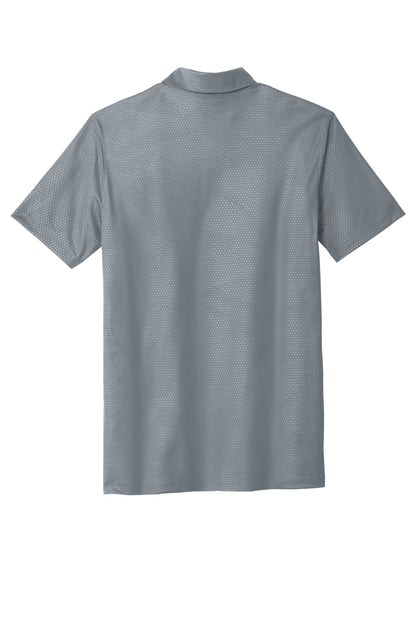 Rear View of Cool Grey Nike Dri-FIT Embossed Tri-Blade Polo. 838964 plain