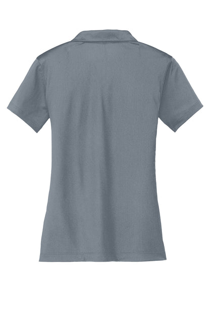 Rear View of Cool Grey Nike Women's Dri-FIT Vertical Mesh Polo. 637165 plain