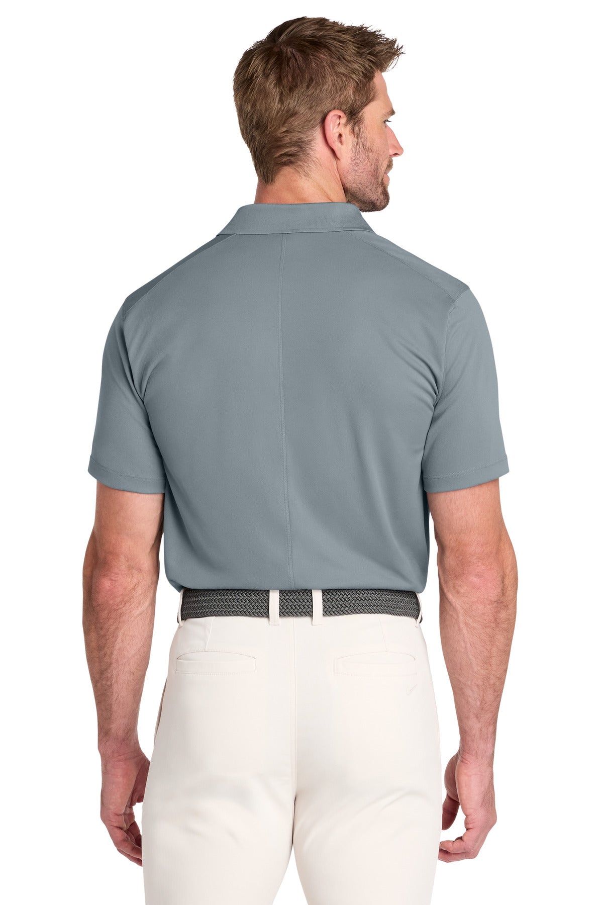 Rear View of CoolGrey Nike Victory Solid Polo NKDX6684 plain
