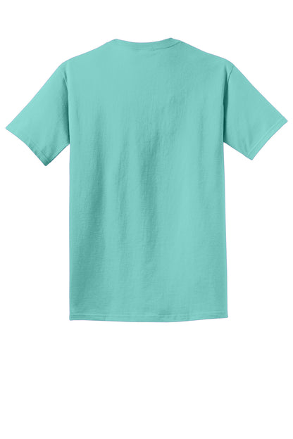 Rear View of CoolMint Port & Co Beach Wash Garment-Dyed Tee. PC099 plain