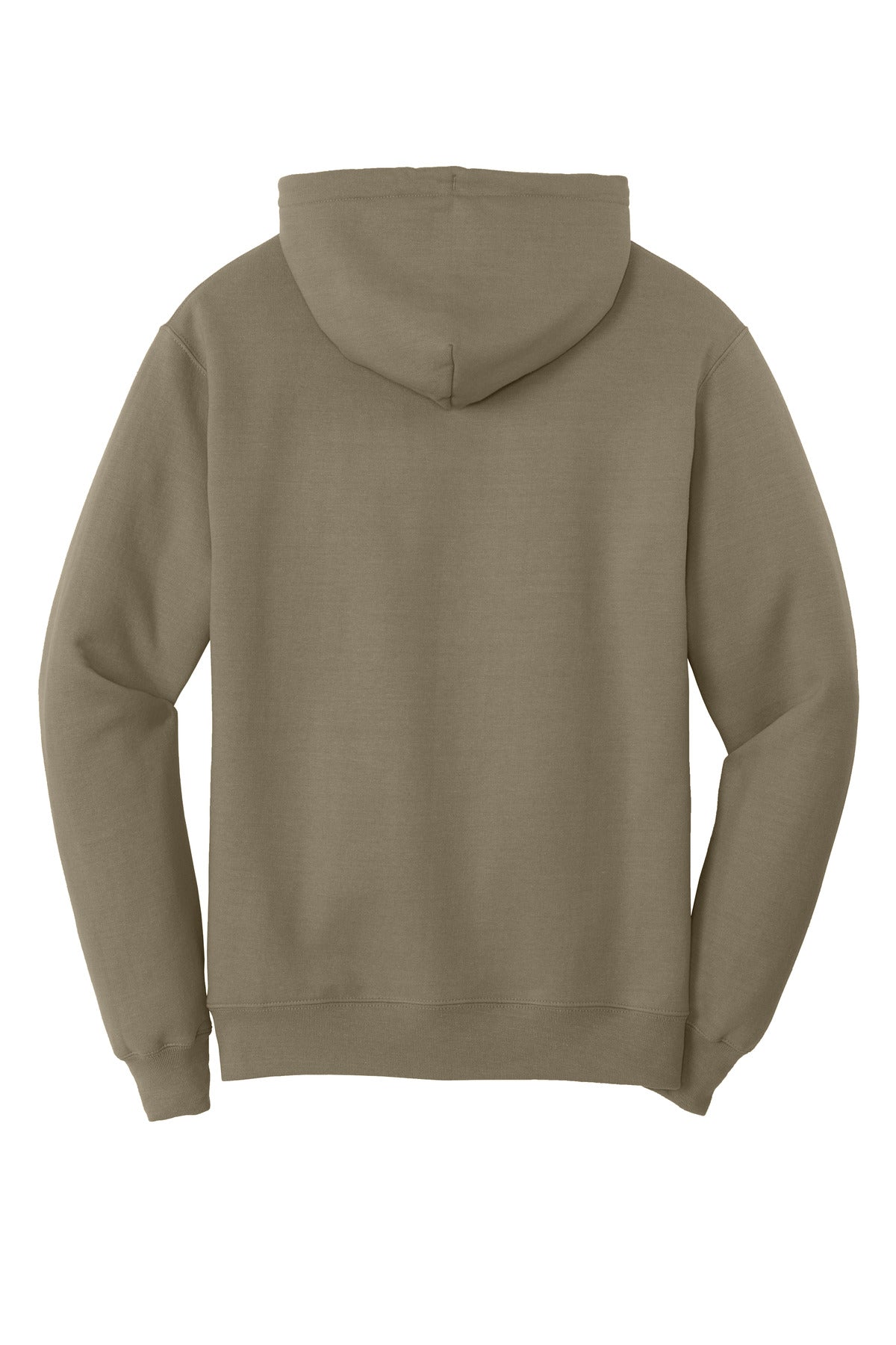 Rear View of Coyote Brown Port & Co Core Fleece Pullover Hooded Sweatshirt. PC78H