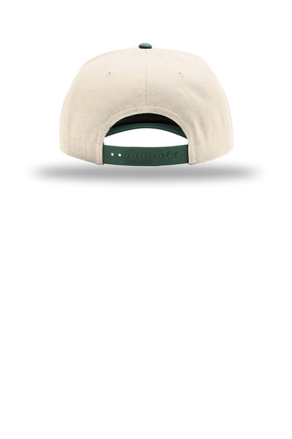 Rear View of Cr/Cr/DkGn Richardson Full Fabric 5-Panel Champ 323FPC plain