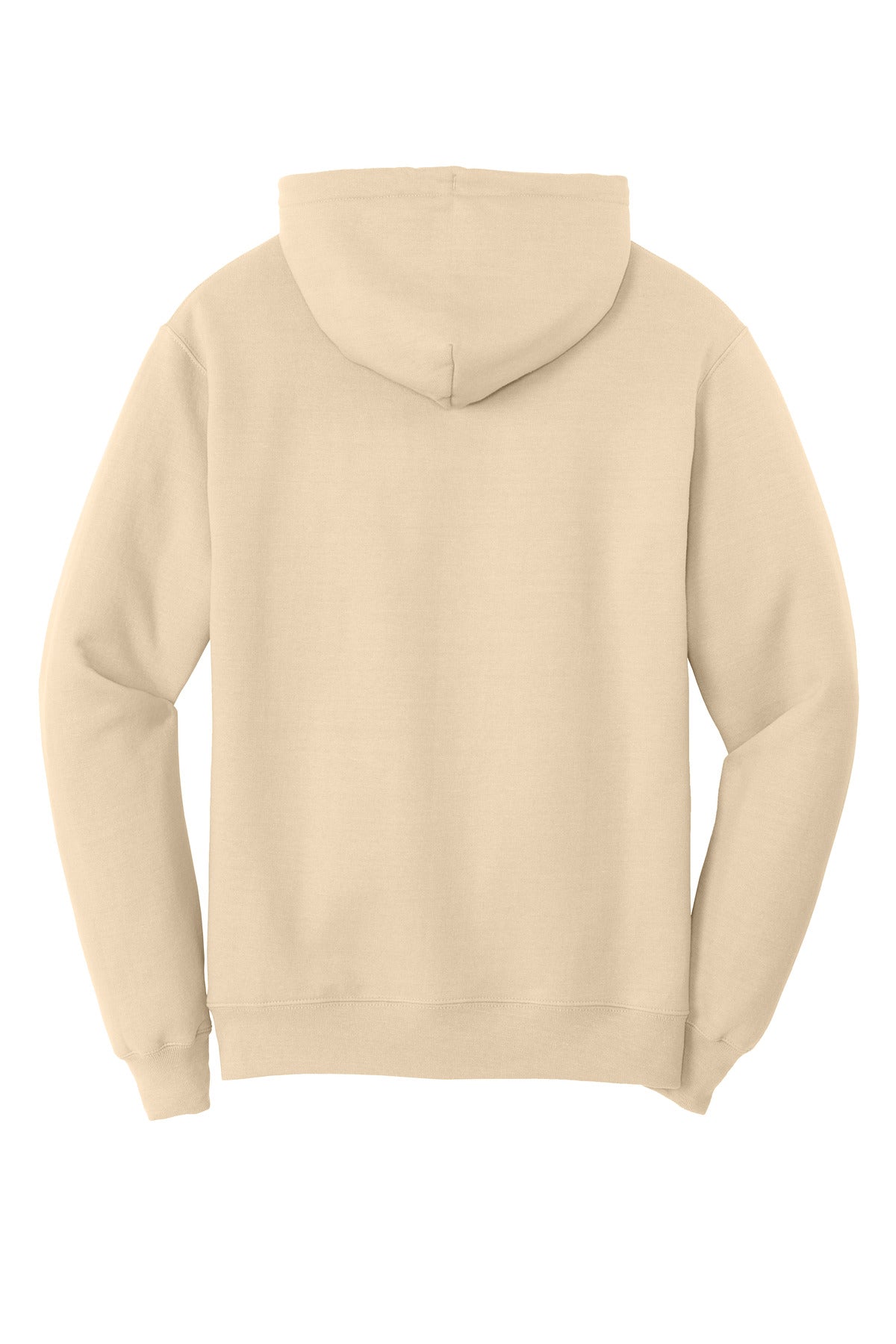 Rear View of Creme Port & Co Core Fleece Pullover Hooded Sweatshirt. PC78H