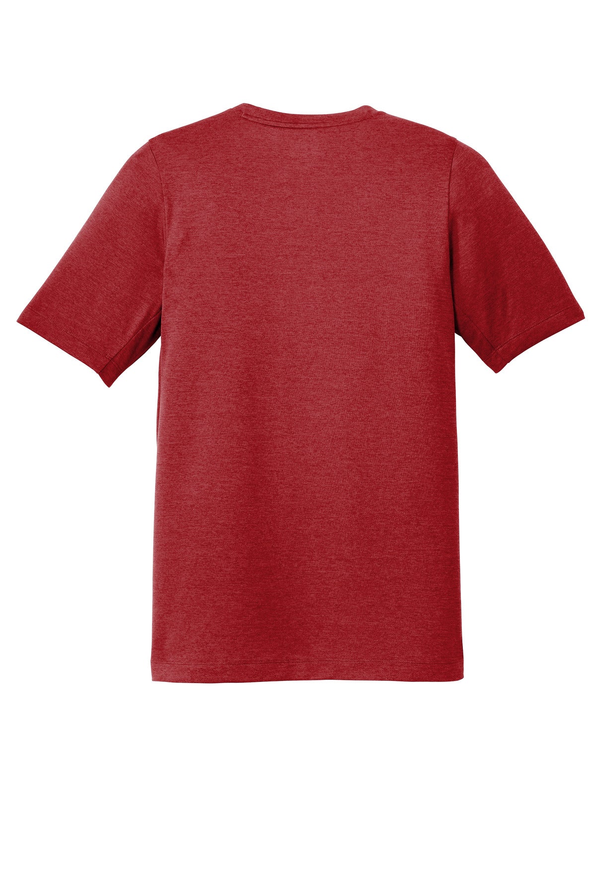 Rear View of Crimson New Era Series Performance Crew Tee. NEA200 plain