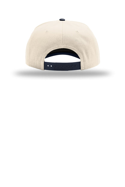 Rear View of Crm/Crm/Nv Richardson Full Fabric 5-Panel Champ 323FPC plain