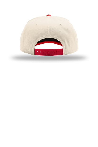 Rear View of Crm/Crm/Rd Richardson Full Fabric 5-Panel Champ 323FPC plain